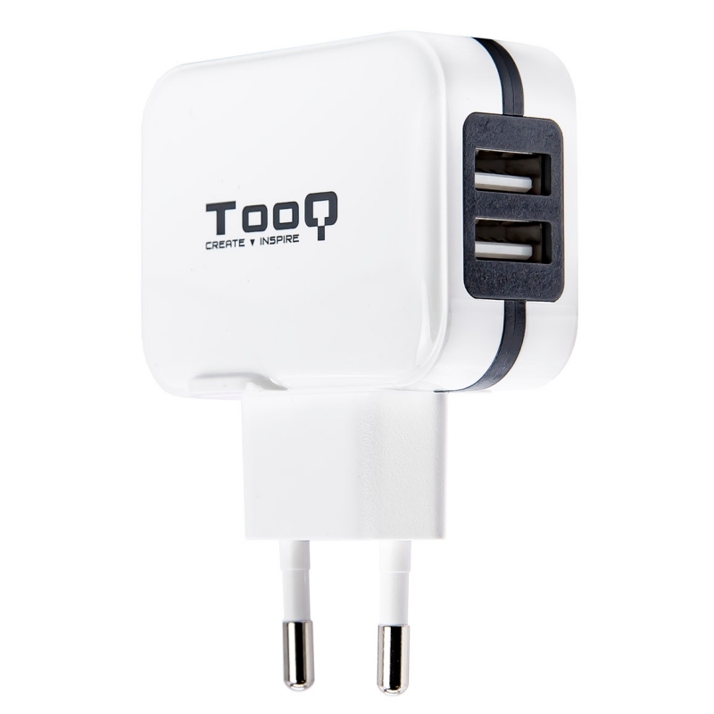 TOOQ - Cargador de pared 2 USB Blanco (Ref.TQWC-1S02WT)