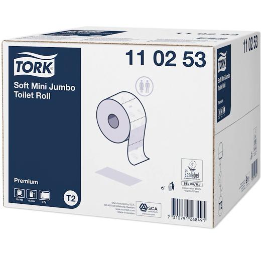 TORK - PAPEL HIGIÉNICO PREMIUM SUAVE MINI JUMBO 2 CAPAS ROLLO 170M BLANCO PACK -12U- (Ref.110253)