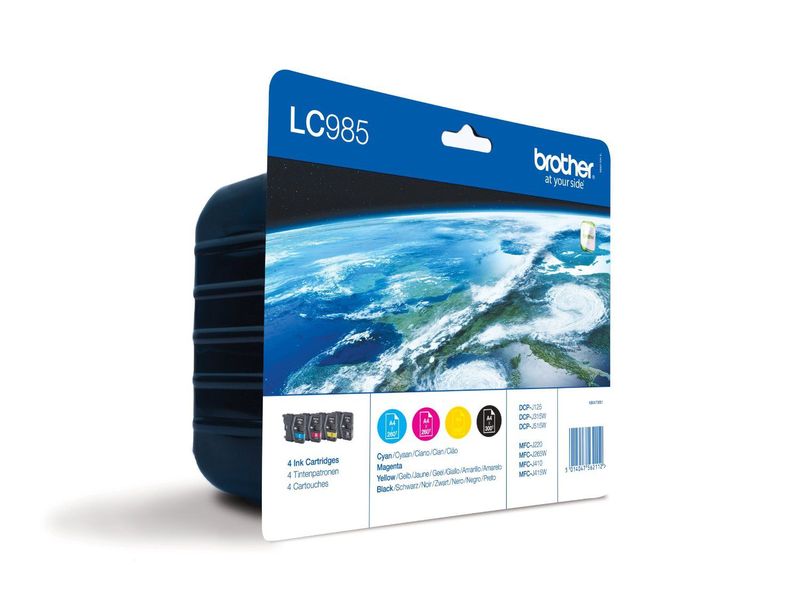 BROTHER - Cartuchos ORIGINALES Inyección De Tinta LC985 Negro/Amarillo/Cyan/Magenta Pack 4 0 985VALBP (Ref.LC985VALBP)