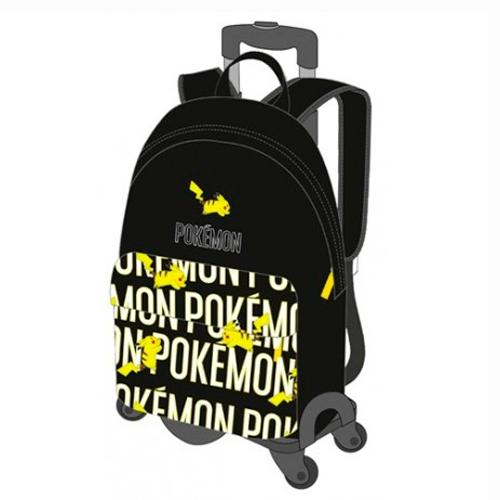 TOYBAGS - MOCHILA POKEMON PIKACHU MOCHILA ADAPTABLE CON TROLLEY DE 4 RUEDAS GIRATORIAS MULTIDIRECCIONALES DOBLE COMPARTIMENTO 3 BOLSILLOS (Ref.T964-952)