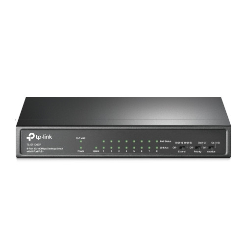 TP-LINK - 9-Port 10/100 Mbps Desktop Switch with 8-Port PoE+ (Ref.TL-SF1009P)