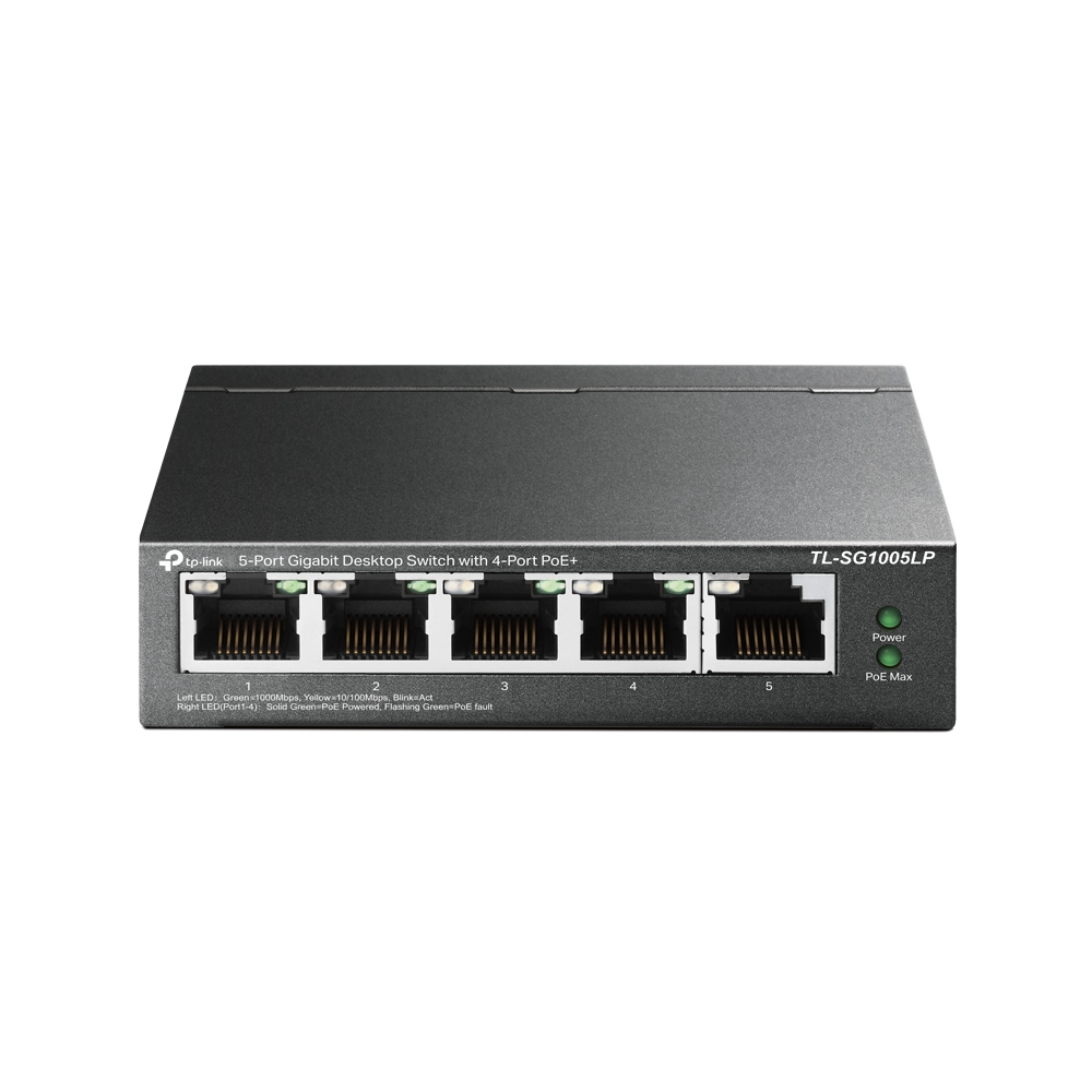 TP-LINK - switch No administrado Gigabit Ethernet (10/100/1000) Energía sobre Ethernet (PoE) Negro (Ref.TL-SG1005LP)