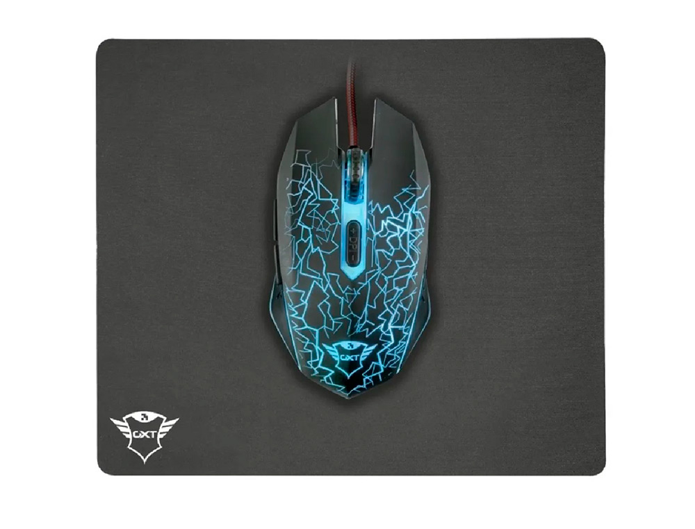 TRUST - PACK ALFOMBRILLA + RATON OPTICO GAMING GXT783 IZZA MOUSE &amp; PAD 2400 DPI 6 BOTONES (Ref.22736)