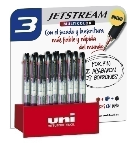 UNI-BALL - ROLLER GEL RT. JETSTREAM 3 1,0 (SXE-400) TRANSPARENTE EXPOSITOR de 15
 (Ref.182634655)