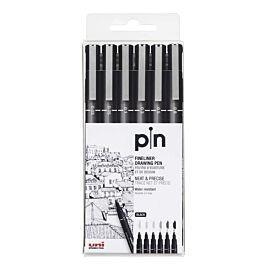 UNI-BALL - UNIBALL ESTUCHE MARCADOR PERMANENTE NEGRO PIN-200(S)/6P CALIBRADOS -6U- (Ref.234609000)