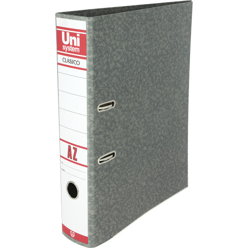 UNISYSTEM - ARCHIVADOR palanca CLASICO CARTON RADO Fº 65mm GRIS (Ref.7459171)