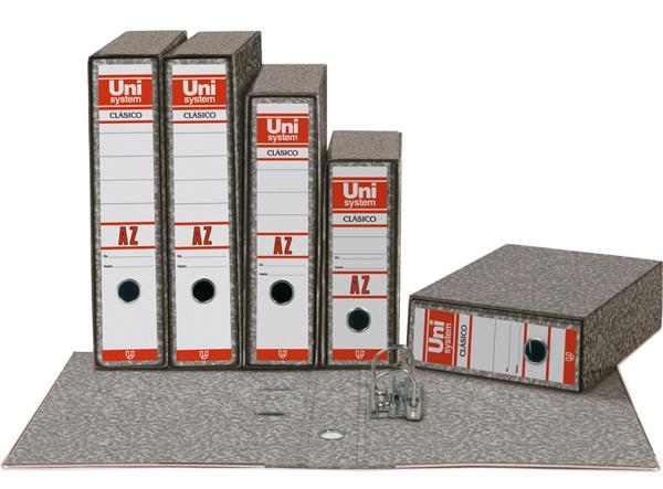 UNISYSTEM - CLÁSICO ARCHIVADOR PALANCA 65MM FOLIO CARTÓN FORRADO GRIS (Ref.93479)