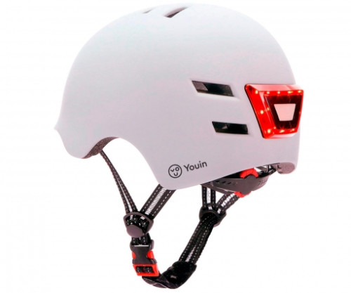 YOUIN - CASCO CON LED FRONTAL Y TRASERO BLANCO (TALLA M) (Ref.MA1011M)