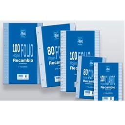 ZORRILLA - RECAMBIO 100 HOJAS FOLIO 4 TALADROS 90GR CUADROS 4X4 PAPEL BLANCO (Ref.C515-A4-90)