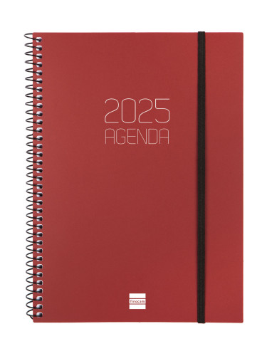 FINOCAM - AGENDA ANUAL 2025 BASIC OPAQUE - Espiral - Semana Vista - E10 - 155x212mm - Burdeos (Ref.742767425)