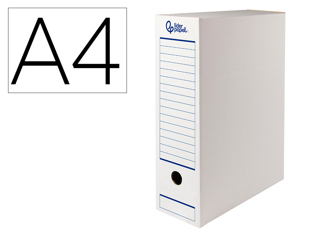 LIDERPAPEL - Caja Archivo Definitivo -A4 - Cartón Reciclado 325g/m2 - Lomo 100mm - Blanco 360x100x255mm (Ref. DF26)