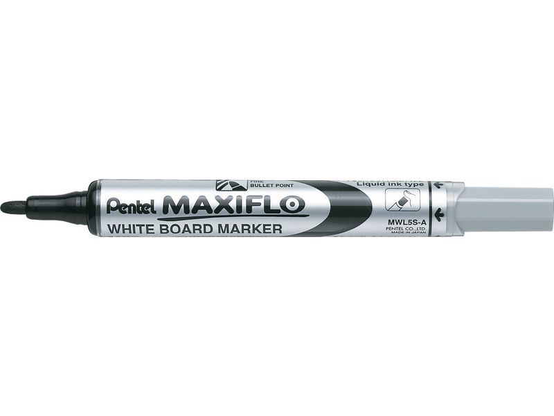PENTEL - Marcador pizarra blanca recargab. Maxifilo MWL-5S Punta cónica Negro cerámica y papel (Ref.MWL5S-A)