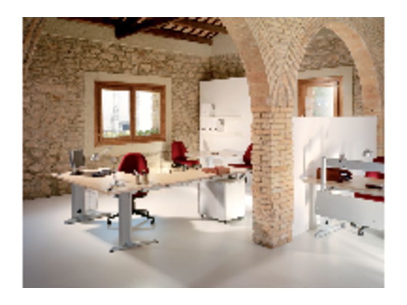 ROCADA - Mesa rectangular Serie Metal Estructura en forma de L 140X80cm Haya (Ref.2001AC01)