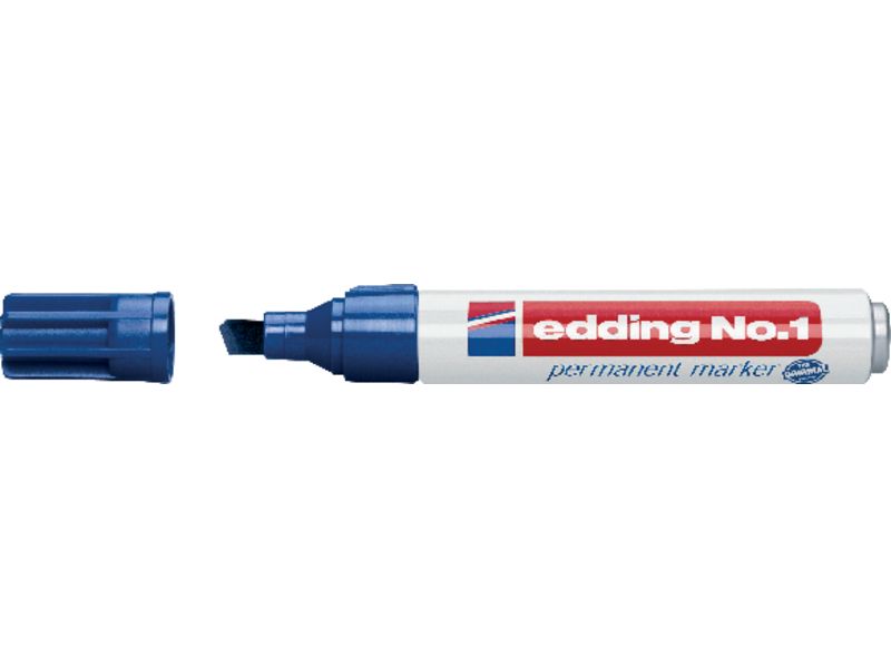 EDDING - Marcador permanente recargable Trazo 1-5mm Punta biselada Azul Secado rapido (Ref.1-03)