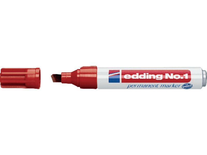 EDDING - Nº 1 MARCADOR PERMANENTE PUNTA BISELADA TRAZO 1 - 5 MM ROJO N. (Ref.1-02)
