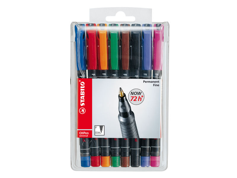 STABILO - Estuche DE 8 ROTULADORES PERMANENTES OPHEN UNIVERSAL PUNTA FINA 0,7MM. (Ref.842/8)
