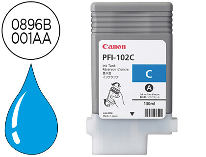 CANON - Cartuchos ORIGINALES Inyección De Tinta PFI-102C CY (Ref.0896B001AA)