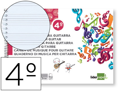 LIDERPAPEL - BLOC MUSICA PARA GUITARRA HEXAGRAMA 3 MM. CUARTO 20 HOJAS 100G/M2 (Ref.BM04)