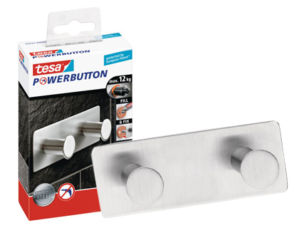 TESA - PERCHERO ADHESIVO POWERBOTON DOBLE CARGA MAXIMA 12 KG 40X82X122 MM (Ref.59333-00000-00)