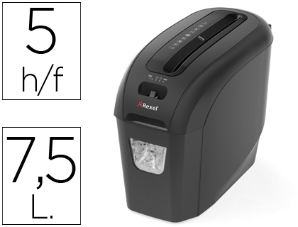 REXEL - DESTRUCTORA DE DOCUMENTO PROSTYLE+5 CAPACIDAD DE CORTE 10 HOJAS DESTRUYE TARJETAS DE CREDITOS Y CD (Ref.2104005EU)
