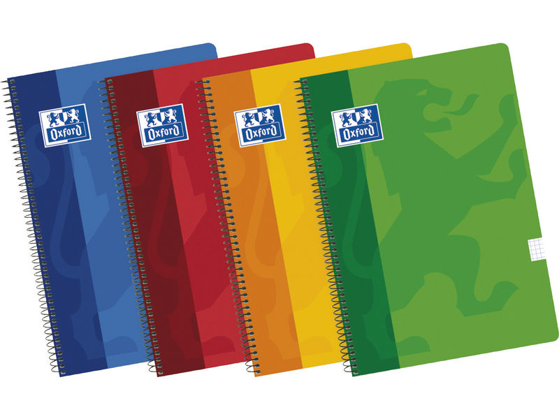 OXFORD - Cuaderno espiral School 80h Folio Cuadricula 4x4 Surtido (Ref.100430171)