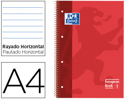 OXFORD - Cuaderno MICROP 1 SECCIÓN FORMATO A4 80H 90G PAUTADO ROJO TED (Ref.100430264)