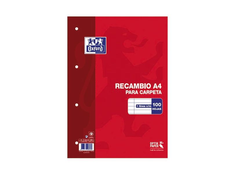 OXFORD - Recambio de papel 100h A4 Horizontal (Ref.100430210)