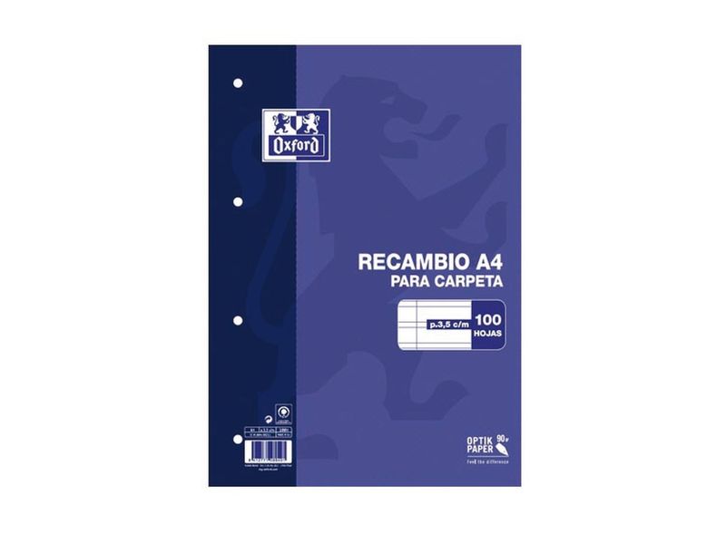 OXFORD - Recambio de papel 100h A4 (Ref.100430211)