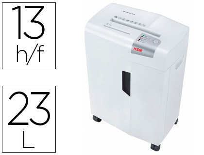HSM - DESTRUCTORA DE DOCUMENTOS SHREDSTAR X13 CAPACIDAD DE CORTE 13 H EN PARTICULAS DESTRUYE GRAPAS CLIPS CD Y TARJETAS (Ref.1057121)
