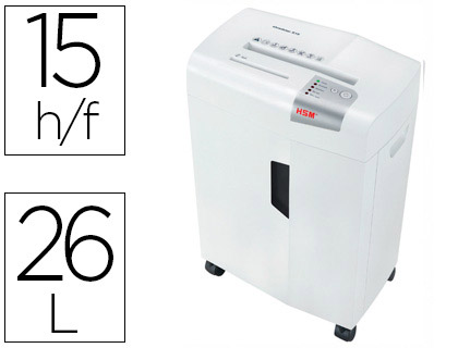 HSM - DESTRUCTORA DE DOCUMENTOS SHREDSTAR X15 CAPACIDAD DE CORTE 15 H EN PARTICULAS DESTRUYE GRAPAS CLIPS CD Y TARJETAS (Ref.1030121)