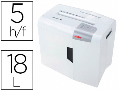 HSM - DESTRUCTORA DE DOCUMENTOS SHREDSTAR X5 CAPACIDAD DE CORTE 5 H EN PARTICULAS DESTRUYE GRAPAS CLIPS CD Y TARJETAS (Ref.1043121)