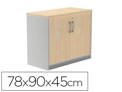 ROCADA - ARMARIO CON UN ESTANTE Y DOS PUERTAS ENTERAS SERIE STORE 78X90X45 CM ACABADO AB01 ALUMINIO/HAYA (Ref.1005AB01)