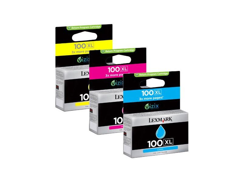 LEXMARK - Cartuchos ORIGINALES Inyección De Tinta Nº100XL Cyan, amarillo y magenta Pack 3 (Ref.14N0850)