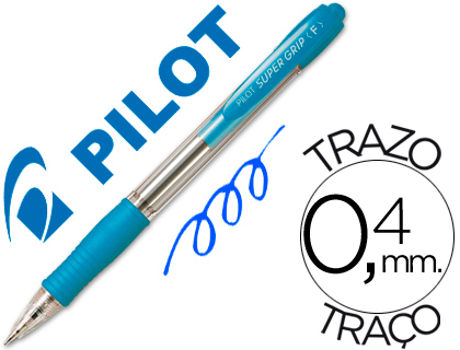 PILOT - Boligrafo SUPER GRIP CELESTE -RETRACTIL -SUJECION DE CAUCHO -TINTA BASE DE ACEITE (Ref.BPGP-10-M-C)