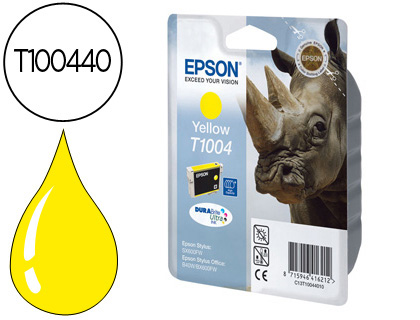 EPSON - Cartuchos ORIGINALES Inyección De Tinta STYLUS T1004 AMARILLO SX515W / 600FW / 610FW / OFFICE B40W / BX600FW / 610FW (Ref.C13T10044010)