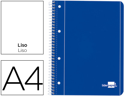 LIDERPAPEL - CUADERNO ESPIRAL A4 MICRO SERIE AZUL TAPA BLANDA 80H 80 GR LISO CON MARGEN 4 TALADROS AZUL (Ref.BE14)