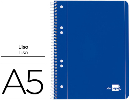 LIDERPAPEL - CUADERNO ESPIRAL A5 MICRO SERIE AZUL TAPA BLANDA 80H 80 GR LISO 6TALADROS AZUL (Ref.BJ05)