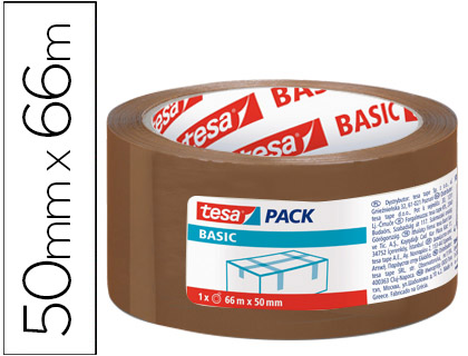 TESA - CINTA ADHESIVA MARRON BASIC 66 MT X 50 MM PARA EMBALAJE (Ref.58571-00000-00)