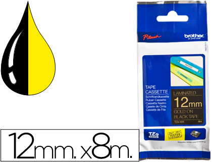 BROTHER - Cinta Rotuladora LAMINADA ORGF/BK 8M 12 (Ref.TZE334)