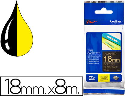 BROTHER - CINTA NEGRO - ORO 18MM LONGITUD 8MT (Ref.TZE-344)