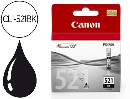 CANON - Cartuchos ORIGINALES Inyección De Tinta CLI-521BK NEGRO PIXMA MP620/630/980 IP3600/4600 (Ref.2933B001)