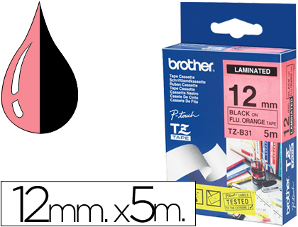 BROTHER - Cinta Rotuladora LAM ORGF/BK 5M 12 (Ref.TZEB31)