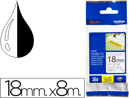 BROTHER - CINTA TRANSPARENTE-NEGRO 18MM LONGITUD 8 MT SUPERADHESIVA (Ref.TZE-S141)