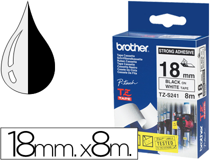 BROTHER - Cinta Rotuladora LAMINADA BK/WH 8M 18MM (Ref.TZES241)