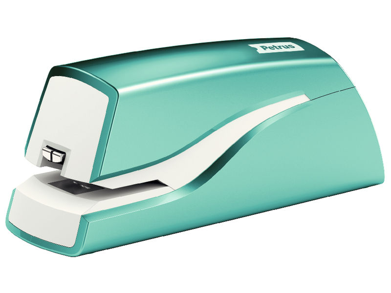 PETRUS - Grapadora electrica WOW Grapa 10 hojas Grapas 100 x nº10 Color TURQUESA (Ref.624824)