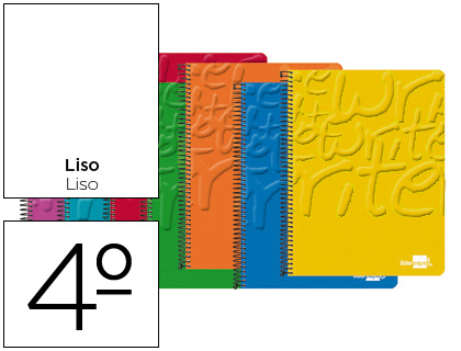 LIDERPAPEL - CUADERNO ESPIRAL CUARTO WRITE TAPA BLANDA 80H 60 GR LISO COLORES SURTIDOS (Ref.BC10)