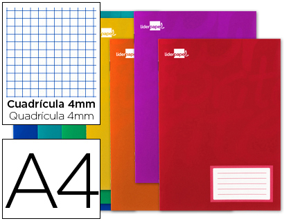 LIDERPAPEL - LIBRETA WRITE A4 32 HOJAS 60G/M2 CUADRO 4MM CON MARGEN (Ref.LA01)