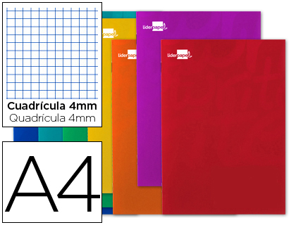 LIDERPAPEL - LIBRETA WRITE A4 80 HOJAS 60G/M2 CUADRO 4MM CON MARGEN (Ref.LA02)