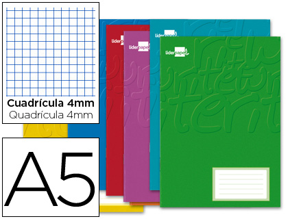 LIDERPAPEL - LIBRETA WRITE A5 32 HOJAS 60G/M2CUADRO 4MM CON MARGEN (Ref.LB03)