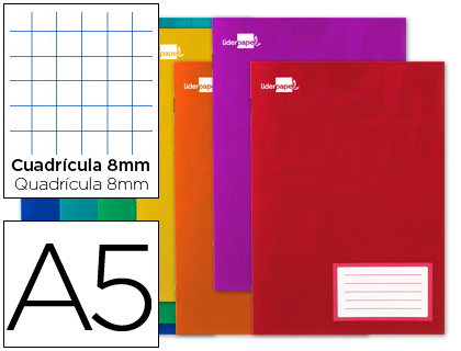 LIDERPAPEL - LIBRETA WRITE A5 32 HOJAS 60G/M2CUADRO 8MM CON MARGEN (Ref.LB05)